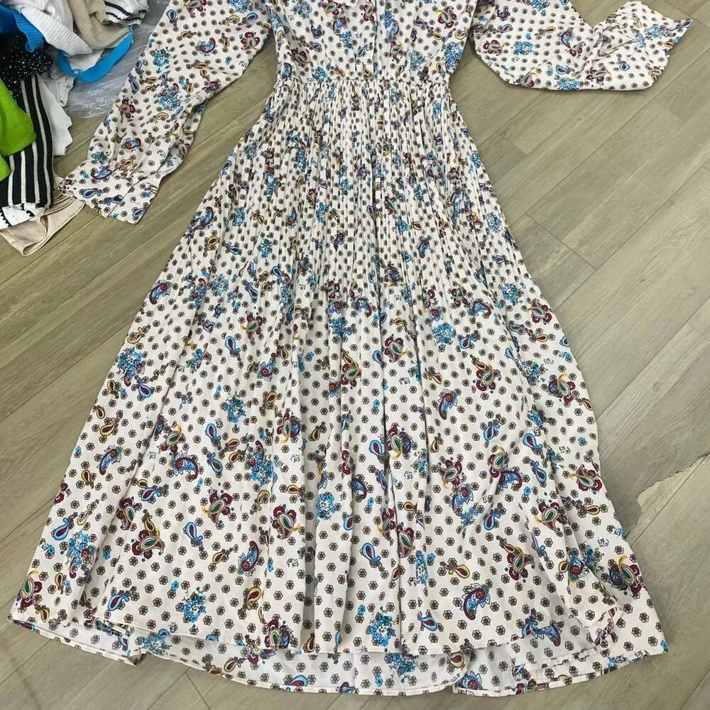 Long Sleeve Printed Maxi Dress with Round Neck - Picture 2 of 4